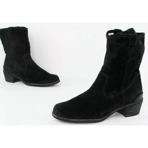 UGG Black Suede Ankle Boots Womens Block Heel Side Zip Moto Booties Size 6